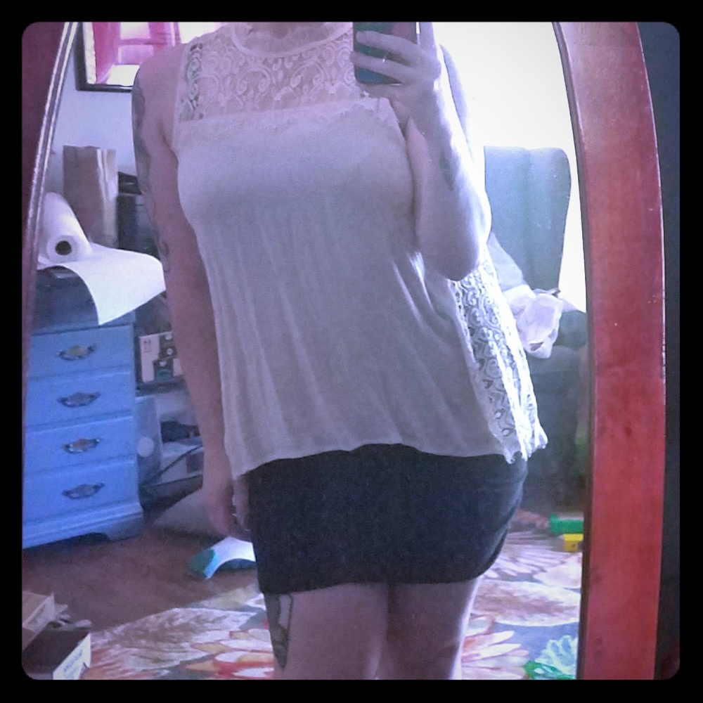 *donating soon* Lace Cream Top with Lace Open Back